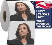 Gagster Political Toilet Paper Roll - Gag Gift Novelty TP with Full-Color Image - 3 Ply Bath Tissue 200 Sheets Per Roll - Funny Republican Democrat Joke with Image Printed On Every Sheet (Kamala)