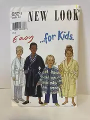 Easy New Look Sewing Pattern 6821 Size A Kids Unisex Bath Robe Size 3-8 Uncut