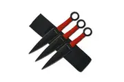 Throwing Knives w/ Cord Wrapped Handles - 3pcs Red