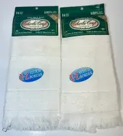 Lot 2~Charles Craft Fingertip Towels~100% Cotton WHITE 14 Ct. NWT!