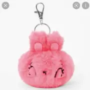 Claire’s mini pink glitter Easter bunny backpack bag keychain clip Coin Purse