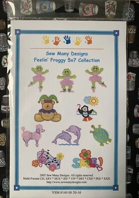 SEW MANY DESIGNS MACHINE EMBROIDERY cD-FEELIN' FROGGY- *NEW* 5x7 Collection