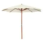 3m Wooden Garden Parasol Sand White Canopy Patio Shade Outdoor Table Umbrella