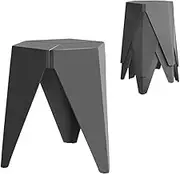 Artiss 4X Puzzle Stool Plastic Bar Stools Stackable Foot Stool Side Table Grey