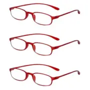 Calabria 718 Flexie Oval Reading Glasses +1.00 Red (3pack) Men/Women Bendable On