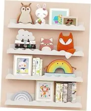 Kids' Bookshelf Set of 4 - Floating Nursery Book Shelves, 15.7 Inches White