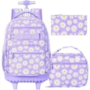 Rolling Backpack for Womens and Mens, Adults Wheeled Chrysanthemum Purple
