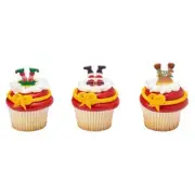 Whimsical Christmas Feet and Hats Cupcake Rings - 24 pc