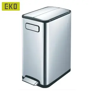 【EKO】雙開蓋蝶韻靜音垃圾桶20L(居家/客廳/廚房/衛浴/收納桶/不鏽鋼垃圾桶/緩降垃圾桶/回收桶)