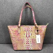 Brahmin Medium Asher Sweetener Melbourne Shoulder Handbag Summer Pink Lime Green