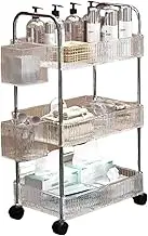 Trolley on Wheels Acrylic Trolley Transparent Storage Rack Multi-Layer Snacks Storage Cart Living Room Snack Storage Shelf Trolley(A)