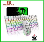 Mechanical Gaming Keyboard Mouse Combo Rainbow Backlit+6400DPI Programmable Mice