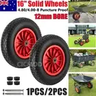 16" 4.80/4.00-8 Solid Tyre Trolley Cart Wheelbarrow Wheels Puncture Proof + Axle