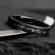 Thorum Rings Black Meteorite mens with Meteorite size 9.5