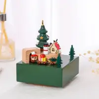 在飛比找momo購物網優惠-【Star 星】聖誕節音樂盒 木製旋轉音樂盒 交換禮物(旋轉