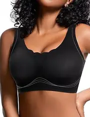 [Vgplay] Wireless Plus Size Bras for Women No Underwire Full Coverage Seamless Lightly Padded Bra Everyday Bra with Support
