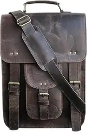 jaald Leather Messenger Bag Laptop Case Office Briefcase Men Computer Distressed Shoulder Bag, Dark Brown, Large, Classic…