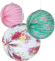 Tea Party Decorations Floral Paper Lantern Plates Vintage Party for Birthdays, B