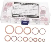 iplusmile 150pcs Copper Sealing Gasket Drain Plug Seal Gasket Flat Washer Kit Copper Washer Assortment Kit Metal Washer Gasket for Oil Drain Plug Copper Sealing Washers Oil Rings Golden