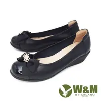 在飛比找PChome24h購物優惠-W&M (女)蝴蝶拼接坡跟厚底娃娃鞋 女鞋 - 黑(另有奶茶