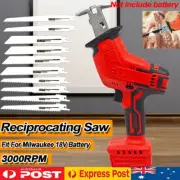 Cordless Sabre Reciprocating Saw 3000rpm With 10 Blade For Milwaukee 18V Battery