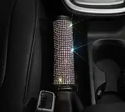 QASULER Car Bling Accessories Woman Interior Set Styling Rhinestone Headrest Pillows Back Support for Seat, Cushion Pain Relief Sparkly Air Vent Decoration Trim(1pc handbrake Cover)