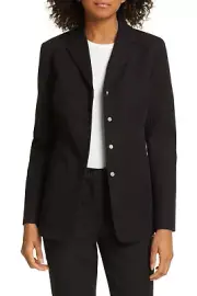 Theory Slim Blazer, Front snap button, Notched lapels, Black, Size 4, $525, NWT