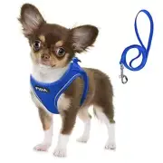 Comfy Dog Harness with Leash, Soft XS (Neck:12.2"-13"; Girth:14.2"-16.1") Blue
