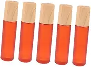 FOYTOKI 5pcs Mini Perfume Bottles with Wooden Lid Portable Glass Vials for Essential Oils Travel Friendly Storage Containers Matte Orange for Home Use