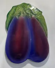 Vintage Eggplant Ceramic Trivet Hot Plate Or Wall Plaque Made Italy NEW