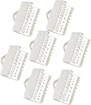 DOITOOL 100PCS Silver Metal Fastener Clasps for DIY Jewelry Cord Ends Zipper Clips Textured Crimp End Clamps for Necklaces Bracelets Crafting Accessories