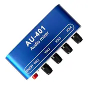 DC 5V-12V AU-401 Stereo Audio Mixer 4 Input 1 Output Individually Controls Board Sound Mixing DIY Headphones Amplifier blue