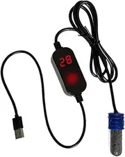 B Baosity Submersible Aquarium Heater, Mini Fish Tank Heater with Built in Thermometer, External Temperature Controller, LED Display, Used for 1 Gallons Below, 15W