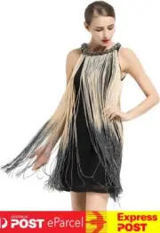 Fringe Halter Deluxe 1920s Roaring Gatsby Flapper Costume Sequins Dress