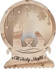 Amagogo Nativity Scene Light Christmas Decor Nativity Scene Christmas Ornament for Office Desktop Table, No House Pattern