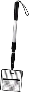 Ｂｅｓｇａ Chicken Poop Scooper Metal Cat Litter Scoop Portable Easy Sifting for Litter Box Multifunctional for Chicken Coop Extendable, Black Scooper