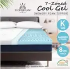 8CM thick 7 Textured Zone Cool Gel Memory Foam Topper Bed Underlay Bamboo Cover