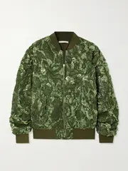 [JASON WU COLLECTION] JASON WU COLLECTION - Metallic Woven Bomber Jacket - Green - small small Green