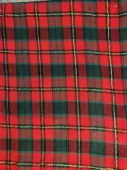 Robert Stsnley Plaid Christmas Table Runner Red Black Gold Metalic Tartan NewNWT