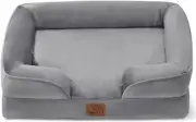 Bedsure Orthopedic Waterproof Convoluted Foam Dog Sofa Gray Med 28" x 23" x 6.5"