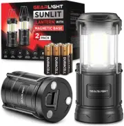 Camping Lantern - 2 Portable, LED Battery Powered Lamp Lights, Magnetic Base