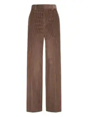 [Brunello Cucinelli] Brunello Cucinelli-Pantaloni Loose In Velluto Di Cotone A Coste Con Monile-Donna 42 IT