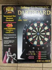 VINTAGE Excalibur Electronic Talking Dartboard W/ 6 Darts, Voice Announcer, LEDs