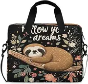 Quteprint Cute Sloth on Tree Flower 15.6 Inch Laptop Bag Briefcase for Business, Water-Resistant Computer Bag Fits 14-16 Inch Notebook for Men Women, Office Travel Work Backpack, Multi, 40x7.5x30cm