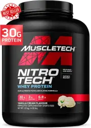 Nitro-Tech Whey Protein Vanilla 1.81kg Isolate Peptides Creatine 40 Servings