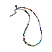 Beaded Necklace Colored Coloured Glaze Round Bead Adjustable Necklace