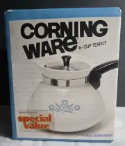 Vintage Corning Ware Blue Cornflower 6 Cup Teapot P-104 NIB