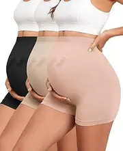 Y25D Maternity Shapewear Seamless Underwear Over Bump Pregnancy Shorts High Waist Panties Under Dress Belly Support