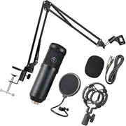 CATIEBYE 1 Set USB Condenser Microphone with Stand Cardioid Pickup for Podcasting Music Recording Live Streaming Gaming Easy Plug and Play Operation Random Color