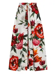 [Dolce & Gabbana] Dolce & Gabbana-Gonna Midi Con Stampa A Fiori-Donna 42 IT